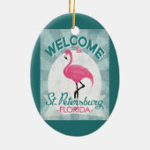 St Petersburg Florida Pink Flamingo Retro Keramisch Ornament (Achterkant)