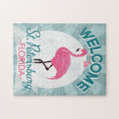St Petersburg Florida Pink Flamingo Retro Legpuzzel (Horizontaal)