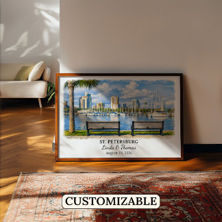 St. Petersburg Florida Poster, Aquarel, Op Maat Poster