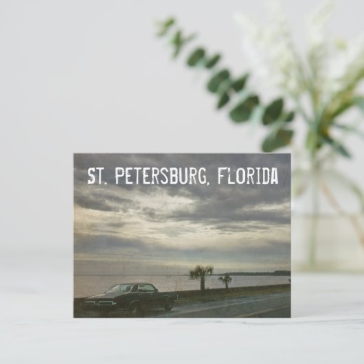 St. Petersburg Florida Retro Car 1969 Briefkaart (Staand voorkant)