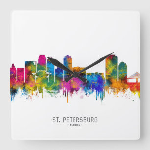 St. Petersburg Florida Silhouet Vierkante Klok