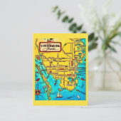 St. Petersburg  Map Vintage Postcard Briefkaart (Staand voorkant)
