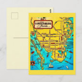St. Petersburg  Map Vintage Postcard Briefkaart (Voorkant / Achterkant)