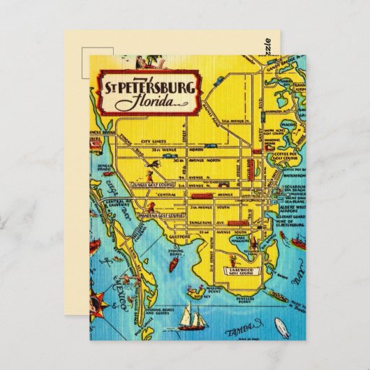 St. Petersburg Oude Stadkaart Briefkaart (Voorkant / Achterkant)