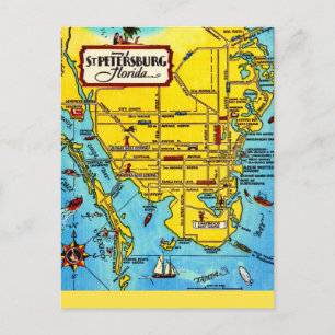 St. Petersburg Plattegrond Ansichtkaart Briefkaart