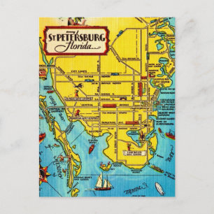 St. Petersburg Plattegrond Ansichtkaart Briefkaart