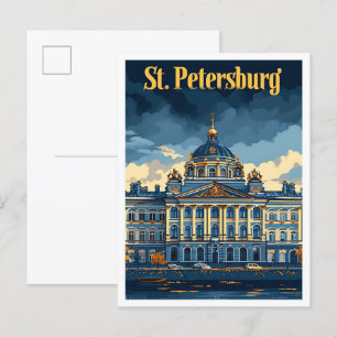 St Petersburg Rusland Vintage Travel Illustratie Briefkaart