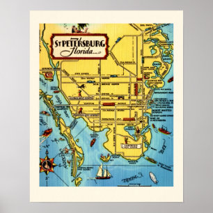 St. Petersburg Vintage Kaart Poster