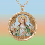 St. Philomena (BK 005) Goud Vergulden Ketting<br><div class="desc">Afbeelding Credit (BK 005): Antiek afbeelding van St. Philomena uit een eind 19e-begin 20e-eeuwse chromolithografische ontwerpversie,  oorspronkelijk gepubliceerd door B. Kühlen,  Mönchengladbach,  Duitsland,  uit het privé-collectie van de ontwerper van religieuze ephemera.   Feast: 11 augustus</div>