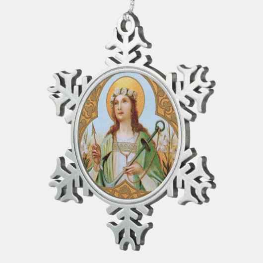 St. Philomena (BK 005) Tin Sneeuwvlok Ornament (Rechts)
