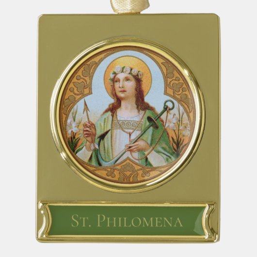 St. Philomena (BK 005) Verguld Banner Ornament (Voorkant)