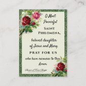 St. Philomena katholieke godsdienst Saint Prayer Plaatskaartje (Achterkant)
