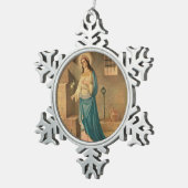 St. Philomena Lily Anchor Rozen Tin Sneeuwvlok Ornament (Rechts)