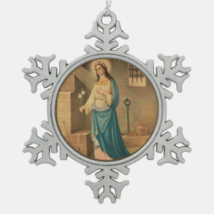 St. Philomena Lily Anchor Rozen Tin Sneeuwvlok Ornament