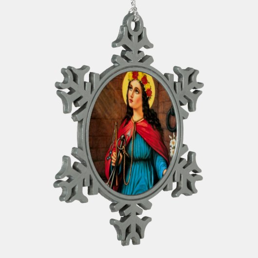 St. Philomena Lily Anchor Tin Sneeuwvlok Ornament (Links)
