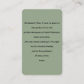 St Philomena Patron St of Children Prayer Kaart Visitekaartje (Achterkant)