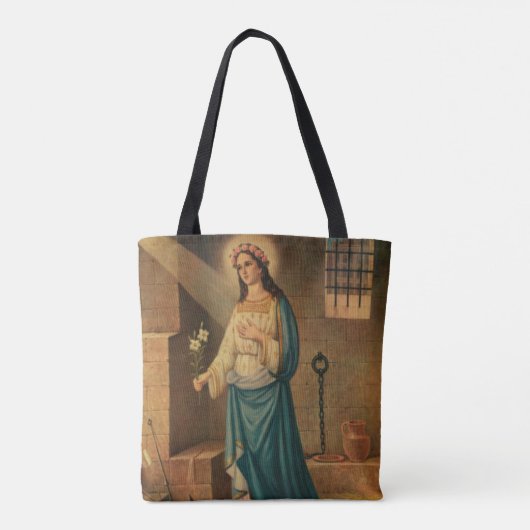 St. Philomena Pink Roses Lily Anchor Tote Bag (Achterkant)