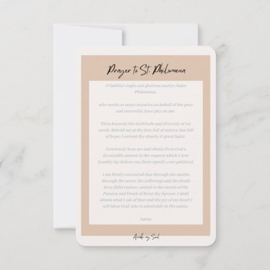 St. Philomena Prayer Kaart (Achterkant)