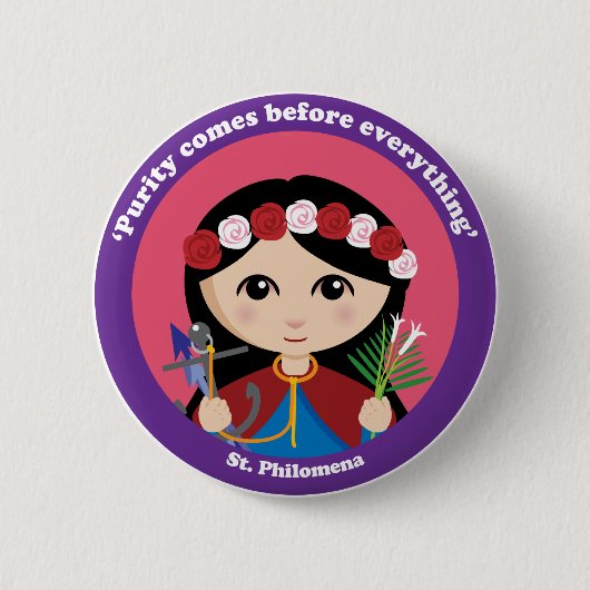 St. Philomena Ronde Button 5,7 Cm (Voorkant)