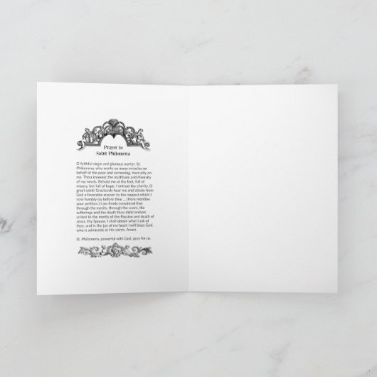 St. Philomena Virgin Martyr Religious Prayer Kaart (Binnen)