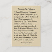 St. Philomena Wonderarbeider & Martyr Heilige Kaar Visitekaartje (Achterkant)