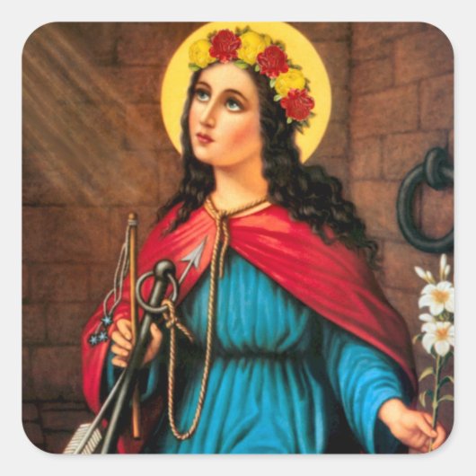 St. Philomena Wonderworker & Martelaar Vierkante Sticker (Voorkant)