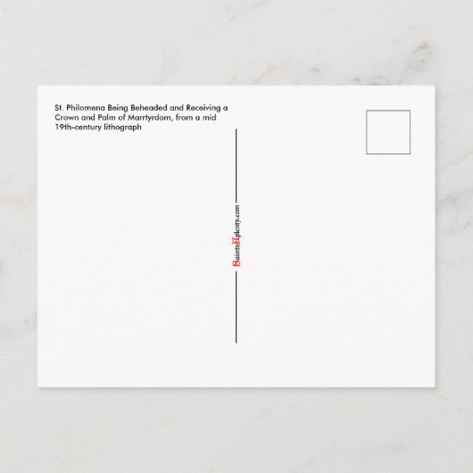 St. Philomena wordt onthoofd Briefkaart (Achterkant)