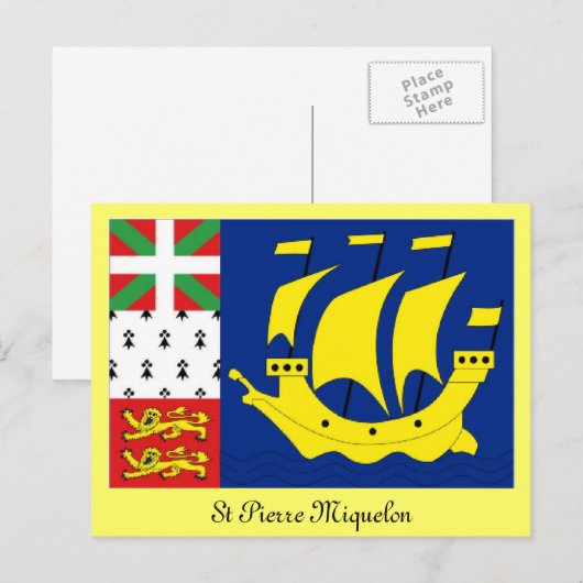 St Pierre Miquelon vlag Briefkaart (Voorkant / Achterkant)