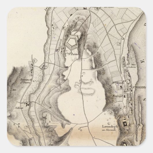 St Pierre Plateau Atlas Map Vierkante Sticker (Voorkant)