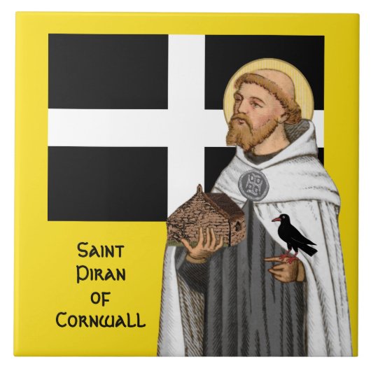 St. Piran of Cornwall (SAE 01) en Zijn vlag Tegeltje (Voorkant)