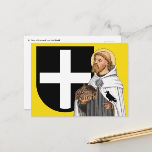 St. Piran of Cornwall (SAE 01) en Zijne Schildpost Briefkaart (Voorkant / Achterkant in situ)