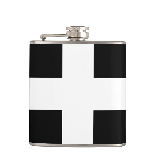 St. Piran vlag/vlag van Cornwall Heupfles (Voorkant)