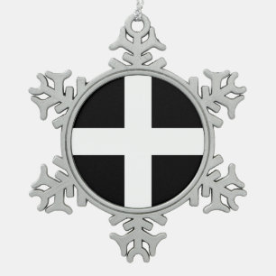 St. Piran vlag/vlag van Cornwall Tin Sneeuwvlok Ornament