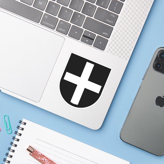 St. Piran's Shield 1-Up - Contour Sticker (Laptop met iPhone)