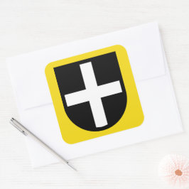 St. Piran's Shield 1-Up - Contour Vierkante Sticker