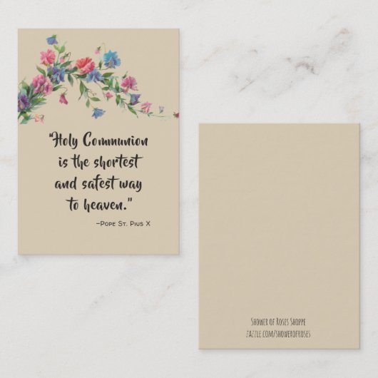St. Pius X Communion Quote Rozen Heilige Kaart Visitekaartje (Voorkant / Achterkant)