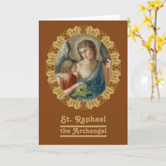 St Raphael de Archangel (M12) Blank Wenskaart Kaart (Gele Bloem)