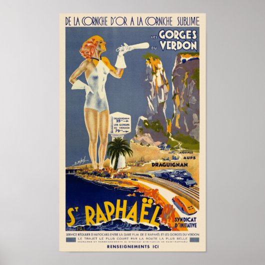 St Raphaël France Vintage Poster 1930 (Voorkant)