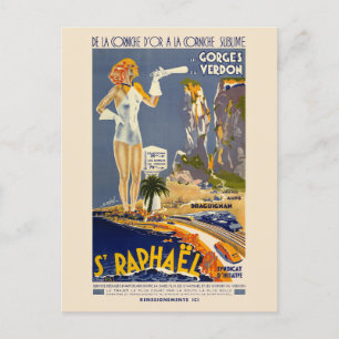 St Raphaël France Vintage Poster 1930 Briefkaart