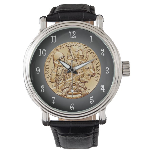 St. Regis Mohawk Tribe Code Talkers Bronzen Medail Horloge (Voorkant)