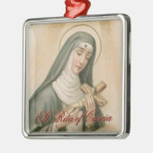 St. Rita of Cascia (M 015) Square Metalen Ornament (Links)