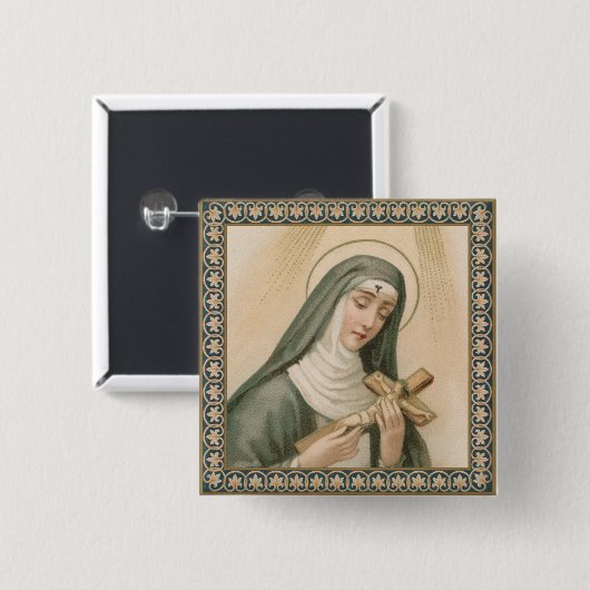 St. Rita of Cascia (M 015) Square Vierkante Button 5,1 Cm (Voorkant /achterkant)