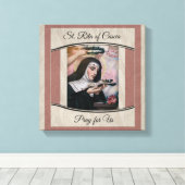 St. Rita van Cascia Doornen Rozen Kruisbeeld Canvas Afdruk (Insitu (Houten vloer))