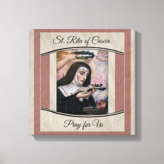 St. Rita van Cascia Doornen Rozen Kruisbeeld Canvas Afdruk (Voorkant)