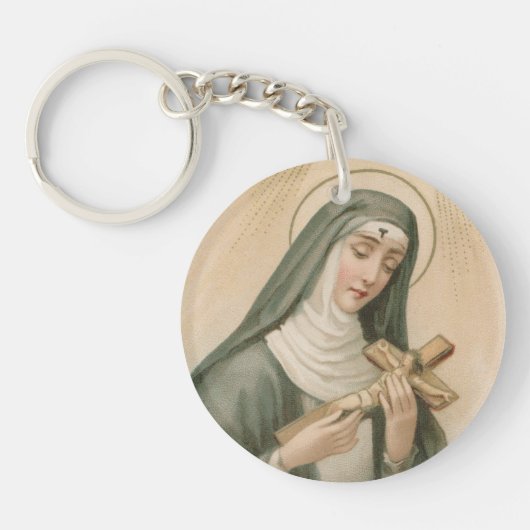 St. Rita van Cascia (M 015) Circulair Acryl Sleutelhanger (Voorkant)