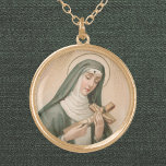 St. Rita van Cascia (M 015) Goud Vergulden Ketting<br><div class="desc">Echtgenote, moeder, weduwe, non-St. Rita van Cascia (1386-1457) heeft een groot aantal levensfasen doorgemaakt. Maar het leven had een manier om haar tussen een rots en een harde plek te brengen. Om deze reden wordt ze verdraaid als beschermheilige van verloren en onmogelijke oorzaken. Ze was voor Christus Passie bestemd en...</div>