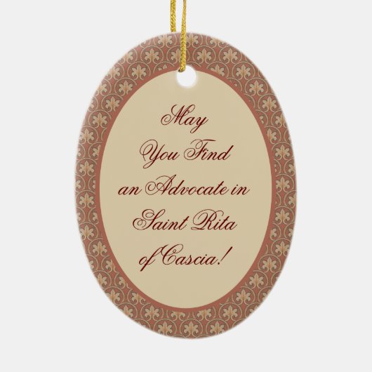 St. Rita van Cascia (M 015) Ovaal Keramisch Ornament (Achterkant)