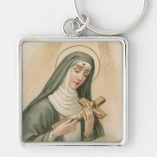 St. Rita van Cascia (M 015) Premium vierkant metaa Sleutelhanger