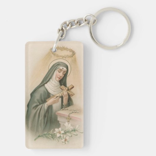 St. Rita van Cascia (M 015) Rechthoekig Acryl Sleutelhanger (achterkant)