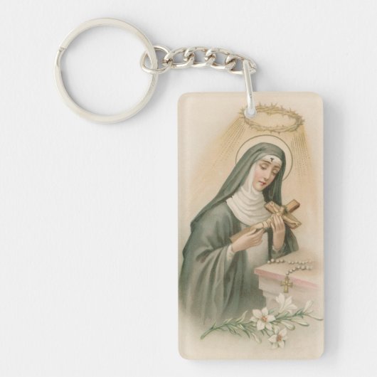 St. Rita van Cascia (M 015) Rechthoekig Acryl Sleutelhanger (Voorkant)